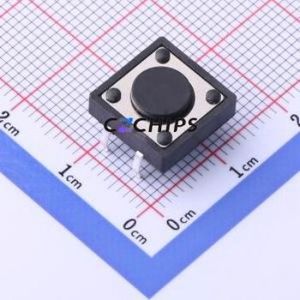 TC-00122-073C Tactile Switch Through hole Component (THT),12x12mm Switch Single Pole Single Throw Round Button 1.6N Through Hole - Product Image 1