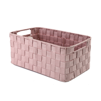 Boîtes de rangement personnalisées faites à la main en fibre imperméable, avec ruban, en tissu non tissé PP, polypropylène, sangle en nylon, paniers de rangement tissés