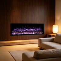 Cheminée électrique encastrable linéaire de 28 pouces avec chauffage, effet de flamme LED dynamique multicolore, certifiée CE, vente en gros, usine OEM/ODM, modèle français