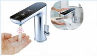 Robinet mélangeur de salle de bain à affichage numérique LED, capteur 2-en-1 (robinet/distributeur de savon) – Idéal pour hôtels et maisons – Meilleures ventes