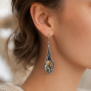 Orecchini a forma di fiore con texture colorata, gioielli retrò da donna, idee regalo - Product Image 2