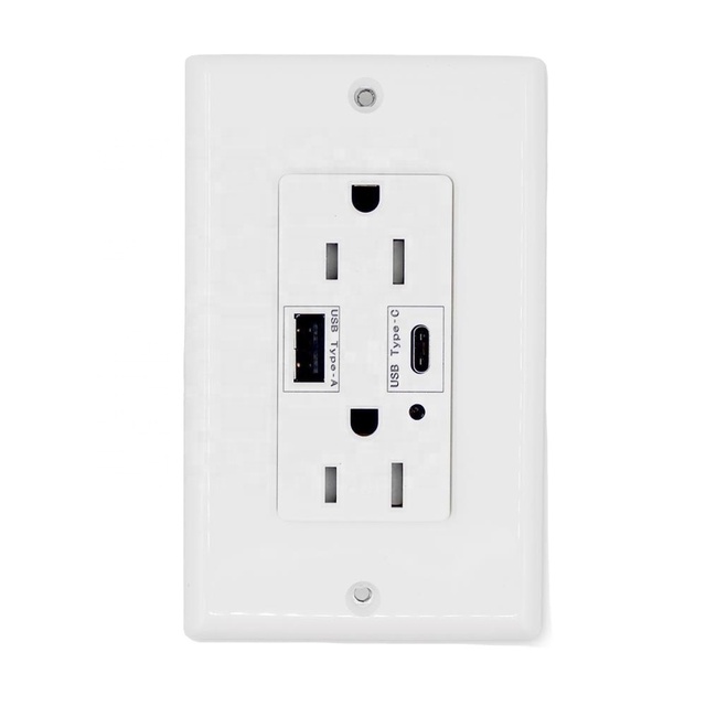 For UL Approved 2 Port USB Charger 15A 125V 4.2A Type a and Type C Tamper Resistant TR USB Receptacle Wall Socket