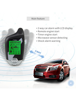 Sistema de Alarma para Auto con Pantalla LCD de 2 Vías, Alarma de Vibración Universal de 12V CC, Sensor de Microondas/Impacto, Arranque Remoto