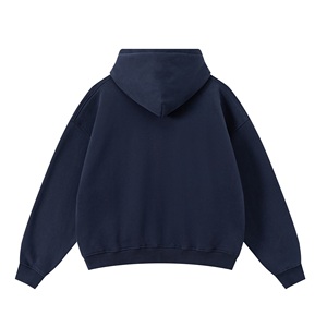 Custom Designer Men's Autumn Cardigan Sweatshirt Solid Oversized Fit Double-Ended Zipper Boxy Velvet Hooded Short Wide Version - Product Image 5