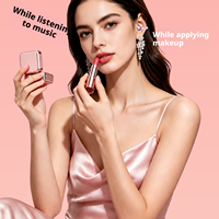 H28 2026 Écouteurs à clip doré rose, miroir de maquillage, lumière douce, charge rapide, légers comme des plumes, étanches IPX4, cadeau tendance pour elle