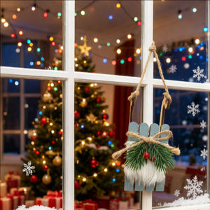 L'ornamento appeso della slitta di Natale in legno con un arco fatto di corda di canapa viene utilizzato per decorare l'albero di Natale - Product Image 3