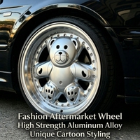 Jante en alliage d'aluminium en forme d'ours mignon avec rebord argenté et bronze, 15 pouces, pour modification et amélioration automobile