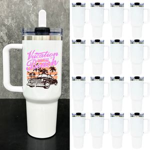USA Warehouse RTS <b>40oz</b> White Blank Sublimation <b>Tumbler</b> <b>with</b> Removable Flip Straw Leak Proof Double Walled Stainless Steel - Product Image 3