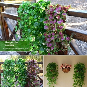 Plantas Verdes Artificiales Colgantes, Enredaderas de Plástico de 5 Ramas para Montar en la Pared, Hojas de Pothos/Batata de 7 Ramas para Interiores/Exteriores - Product Image 2