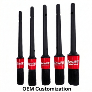 Logo personnalisé, vente directe d'usine ODM, ensemble de 5 brosses de <span class=keywords><strong>nettoyage</strong></span> de <span class=keywords><strong>voiture</strong></span> ultra-douces en PP, légères, noires - Product Image 1