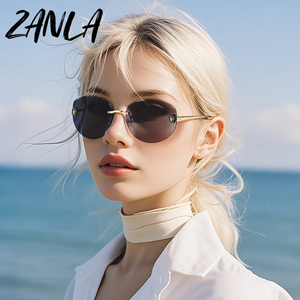 Lunettes de soleil tendance tête de <span class=keywords><strong>serpent</strong></span> pour femme 2026 – Nouveauté été, sans monture, ovales, de marque, verres taillés, pour femme - Product Image 2