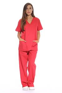 Vêtements médicaux pour infirmière d'hôpital Ensembles de gommage pour femmes Six gommages médicaux de poche (col en V avec pantalon cargo) Six poches - Product Image 6