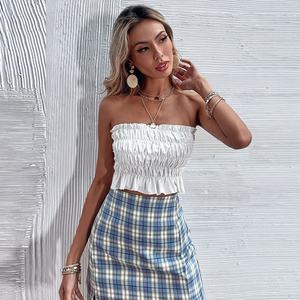 Women's Summer Sleeveless <b>Satin</b> Tank Tops Casual Short Length Polyester <b>Camisole</b> Strapless Collar Lace Decoration Anti-Pilling - Product Image 1