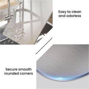 Planche à découper rectangulaire en acier inoxydable de qualité alimentaire, écologique, compatible lave-vaisselle, épaisseur 1,5 cm, pour la découpe de viande et de légumes - Product Image 4