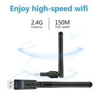 Adaptador Wifi USB 2.0 de 150 Mbps con Tarjeta de Red 802.11n y Chipset RTL8188