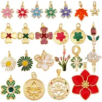 Breloques Pendentifs Fleur Trèfle à Quatre Feuilles Porte-Bonheur, Sakura, Tulipe, Marguerite, Feuille d'Érable, Lotus, Fournitures DIY pour la Fabrication de Bijoux, Bracelets et Colliers R09