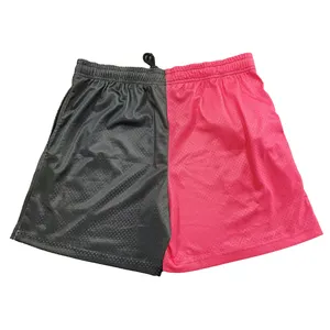 Oem Custom Sublimatie Sweatbroek Shorts Zwart En Roze Plus Size Boven Knie Mesh Stof Set Voor Heren 4xl