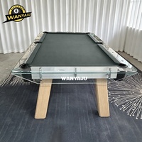 Table de billard haut de gamme personnalisable avec supports de pieds transparents en verre cristal, adaptée aux tables de billard standard pour la maison et les clubs