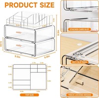 Organisateur de maquillage transparent à 3 niveaux avec tiroir, rangement cosmétique pour commode, comptoir et salle de bain, pour rouges à lèvres, pinceaux et soins de la peau