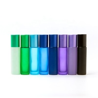 Bouteilles de rouleau de massage en verre épais dépoli de haute qualité de 10ml(1/3oz) vides colorés flacons de tube contenants cosmétiques liquides