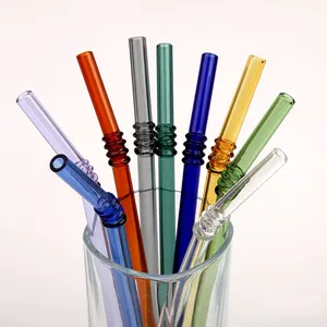 Logo personalizzato popolare colorato alto borosilicato cannucce di vetro di vetro riutilizzabili resistenza al calore