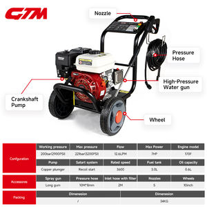 200 बार गैसोलीन वाणिज्यिक प्लास्टिक का दबाव भारी शुल्क 7hp नई स्थिति 12l/मिनट अधिकतम प्रवाह प्रभावी ठंड के लिए - Product Image 4
