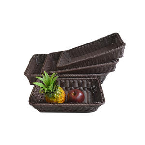 हुंगटू प्लास्टिक pp रतन भंडारण टोकरी आयताकार रसोई के लिए रसोई के लिए हैंडमेड रतन बुना सेवा ट्रे - Product Image 5