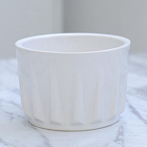 Maceta de cerámica sencilla con trompeta blanca, 8x5,5 cm, redonda, para jardinería y <span class=keywords><strong>suculenta</strong></span> - Product Image 4