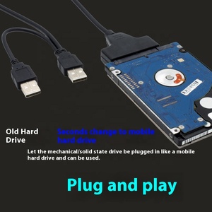 สายเคเบิลอะแดปเตอร์ฮาร์ดไดรฟ์ USB 2.0ไปยัง SATA สายข้อมูล SATA สำหรับฮาร์ดดิสก์ไดรฟ์ขนาด2.5นิ้วสาย HDD