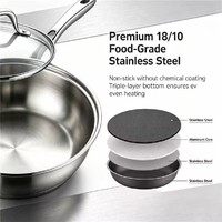 Ensemble de casseroles en acier inoxydable Perium, style américain, écologique, avec couvercle en verre, sans revêtement, compatible induction et gaz