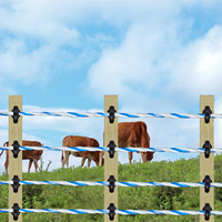 Elektrisch omheiningssysteem met polykabels en roestvrijstalen geleiders voor vee- en landbouwomheining