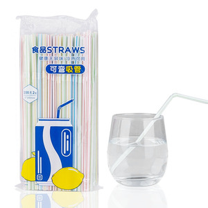 <b>Disposable</b> Colored Bendable <b>Straws</b> Food Grade Plastic 100pcs Flexible For Juice Soft Drinks Home Use Party - Product Image 3