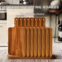 Skyjoy Paquete de 20 Tablas de Cortar de Bambú Sostenible con Asa, 1.5 cm de Grosor, Aptas para Lavavajillas, Paleta de Cocina para Servir Queso y Charcutería
