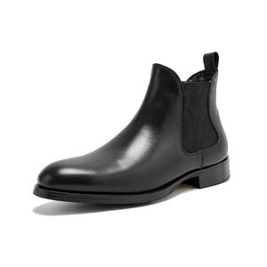 Bottes Martin en cuir de vachette à semelle épaisse, fermeture éclair latérale en cuir véritable, motifs sculptés à la main de style anglais - Product Image 5