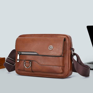 Sac à bandoulière pour homme en cuir PU, sacoche de messager grande capacité avec poignée supérieure, sac fourre-tout pour homme - Product Image 2