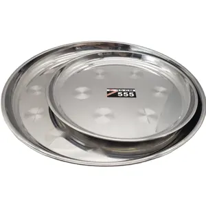 Manufacturer wholesale muslim restaurant catering stainless steel round food plate dinner serving tray