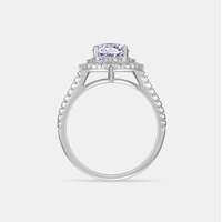 Bague de luxe en argent 925 avec micro-pavé de moissanite 1 carat D VVS en forme de cœur à double halo pour les mariages et les occasions spéciales