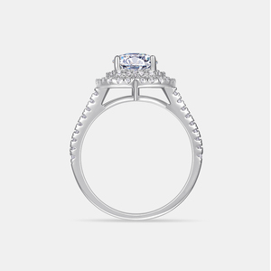 <span class=keywords><strong>Anello</strong></span> di Lusso in <span class=keywords><strong>Argento</strong></span> <span class=keywords><strong>925</strong></span> con Doppio Alone a Forma di <span class=keywords><strong>Cuore</strong></span>, Moissanite 1ct D VVS con Micro Pavé per Sposa e Feste - Product Image 5