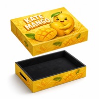 Op maat gemaakte bedrukte stevige geschenkverpakking voor Keitt Mango premium fruitverpakkingen, cartoonontwerp deksel en bodem, groothandel OEM