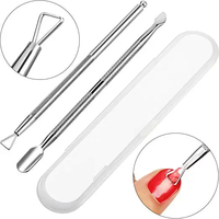 Boîte en plastique 2 pièces Gel outil de retrait de vernis à ongles en acier inoxydable peau morte cuticule éplucheur grattoir cuticule poussoir pour C à Double extrémité
