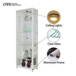 <span class=keywords><strong>Vitrine</strong></span> de magasin en verre blanc, noir, argent, étagères en verre multicouches, dos miroir - Product Image 3