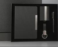 Ensemble cadeau d'affaires de luxe personnalisé FOCUS, bloc-notes en cuir PU A5, porte-clés, porte-cartes, logo personnalisé, impression sérigraphique, ensemble cadeau