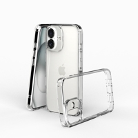 Pour le nouveau iPhone 16, coque de téléphone transparente anti-jaunissement en TPU+PC, coque de téléphone portable de luxe résistante aux chocs pour iPhone 16 Promax