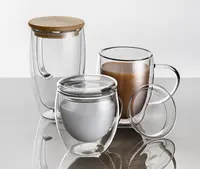 Tasses en verre à double paroi de 400 ml - Ensemble de 2 tasses à café  isolées en verre coloré - Grands verres à boire verts à double paroi avec  poignée pour cappuccino