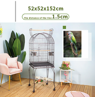 Cage à oiseaux classique grande taille avec plateau en plastique pour perruches et canaris, support roulant en fer thermolaqué, emballée en boîte, vente en gros