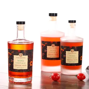Offre Spéciale 100ml 500ml 750ml Whisky Bouteille de vin bouteille transparent givré rouge vin d'alcool <span class=keywords><strong>vodka</strong></span> épaissie bouteille en verre - Product Image 1