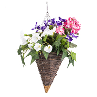 HL-56 décor à la maison Faux Floral suspendu artificiel résistant aux UV fleur vigne dans conique tissé rotin fleur panier