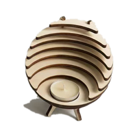 Support de bougie sphérique en bois découpé au laser, écologique, pour bougies chauffe-plat, décoration moderne pour la maison, centre de table, vente en gros OEM