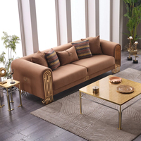 Ensemble de salon de style turc, canapé en tissu et acier inoxydable doré, ensemble de meubles de salon