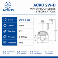 Vanne solénoïde étanche IP65 2W160-15D.1/2" AC220V, bobine encapsulée, vanne à eau en laiton résistante à la corrosion PN10